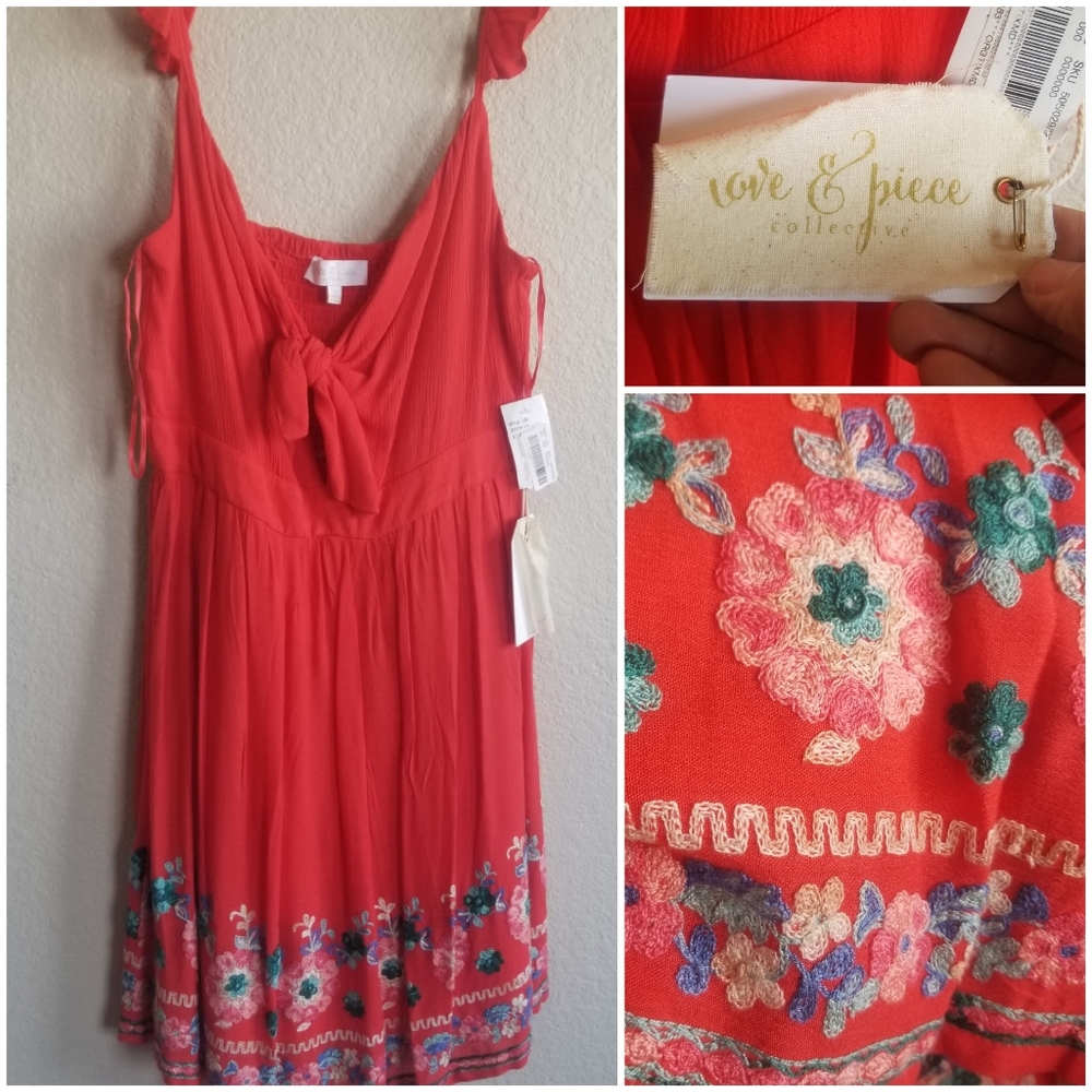 COPY - Love & Piece Collective Red Embroidered